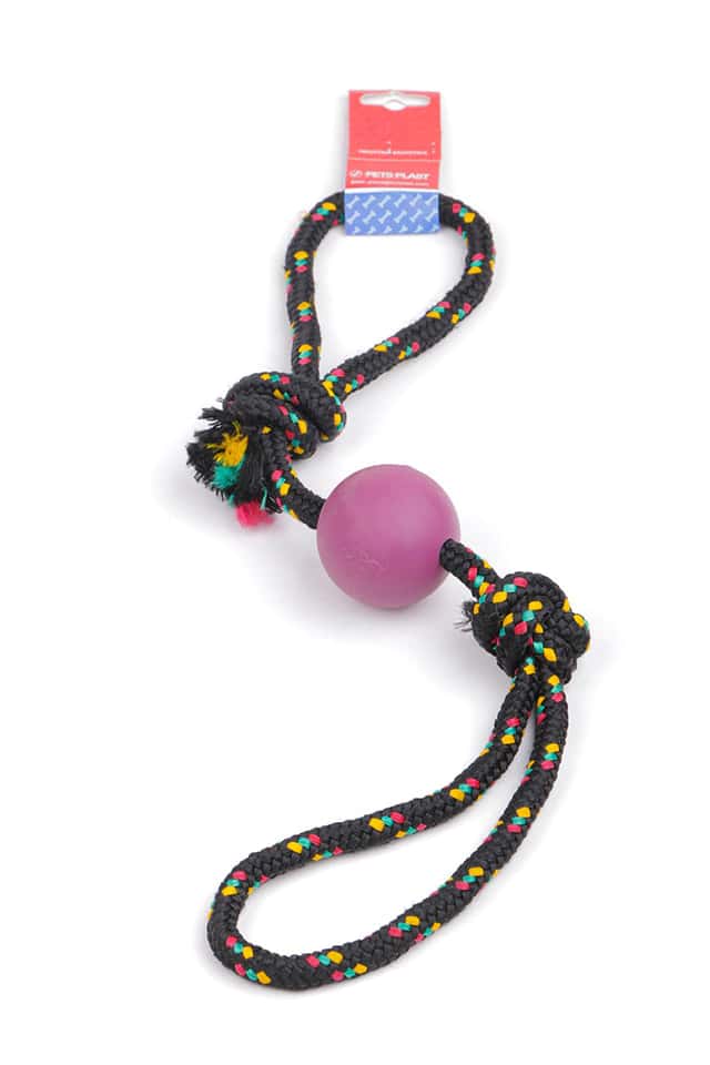 PELOTA DE GOMA MEDIANA CON NUDO SOGA ALPINA