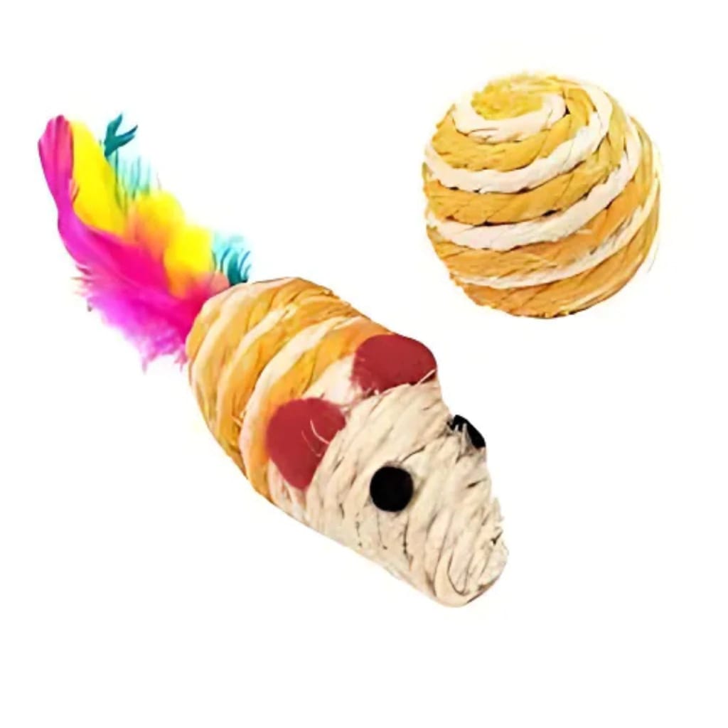 JUGUETE RATON Y PELOTA HILO SISAL